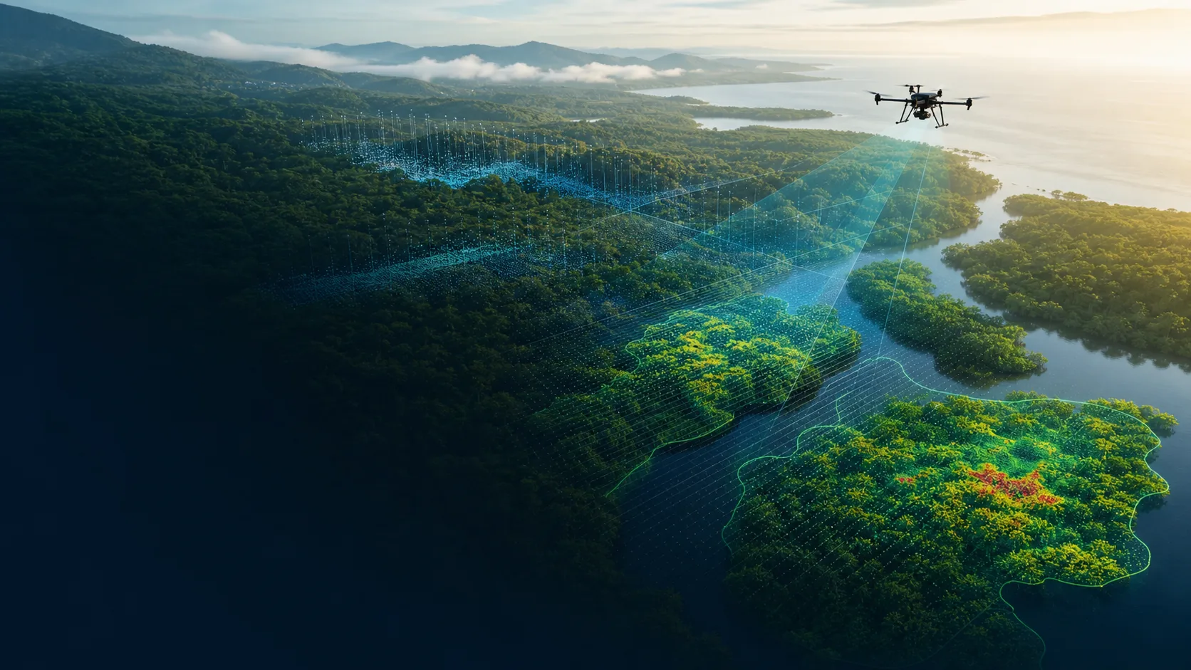 Visual pemantauan kawasan PF-Lestari dengan drone, LiDAR, dan analisis spasial